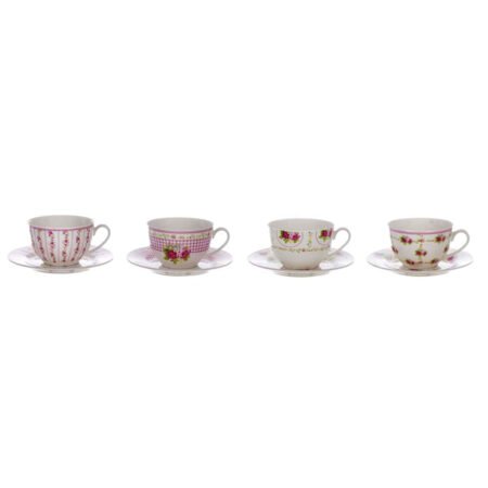 Set 4 tazze da tè con piattino in porcellana Blanc Mariclò