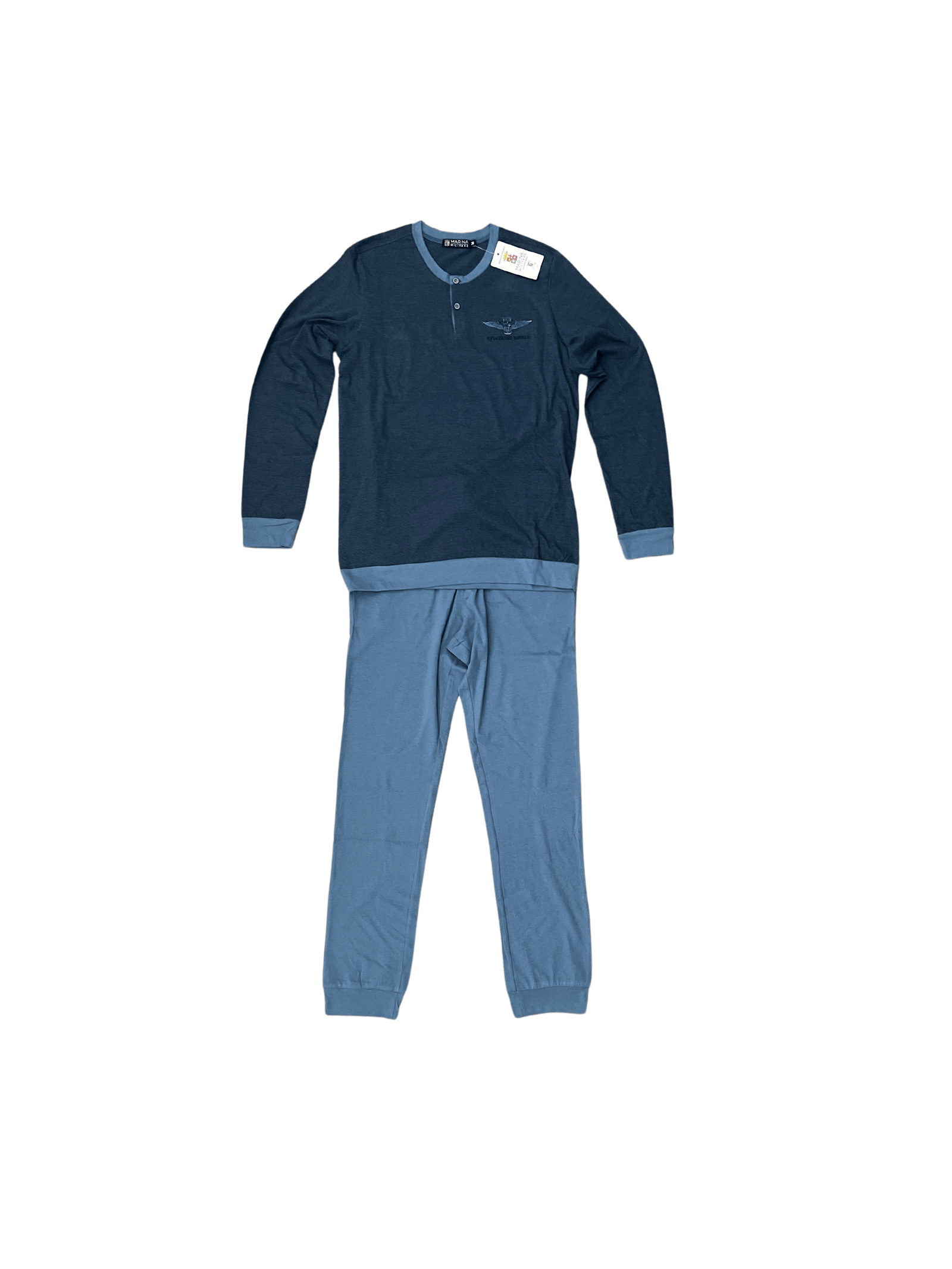 Pigiama Uomo Manica Lunga KL30171 – 2 Pezzi In 100% Cotone – Quadri Verde-Nero – Girocollo Con Coste