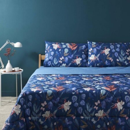 Bassetti Trapunta Singola In Puro Cotone cm 170x260 Art. GROUND CHERRY Colore Blu