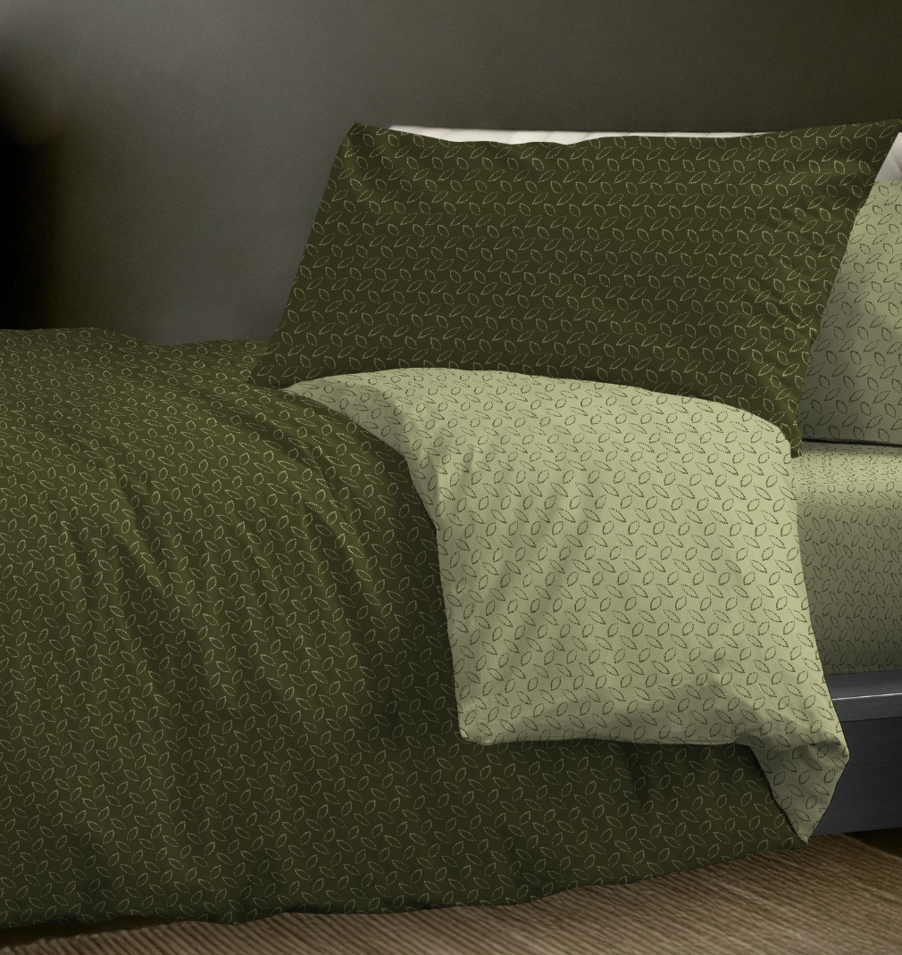 Tessitura Zambaiti Parure Copripiumino Matrimoniale Art. Minimal Verde