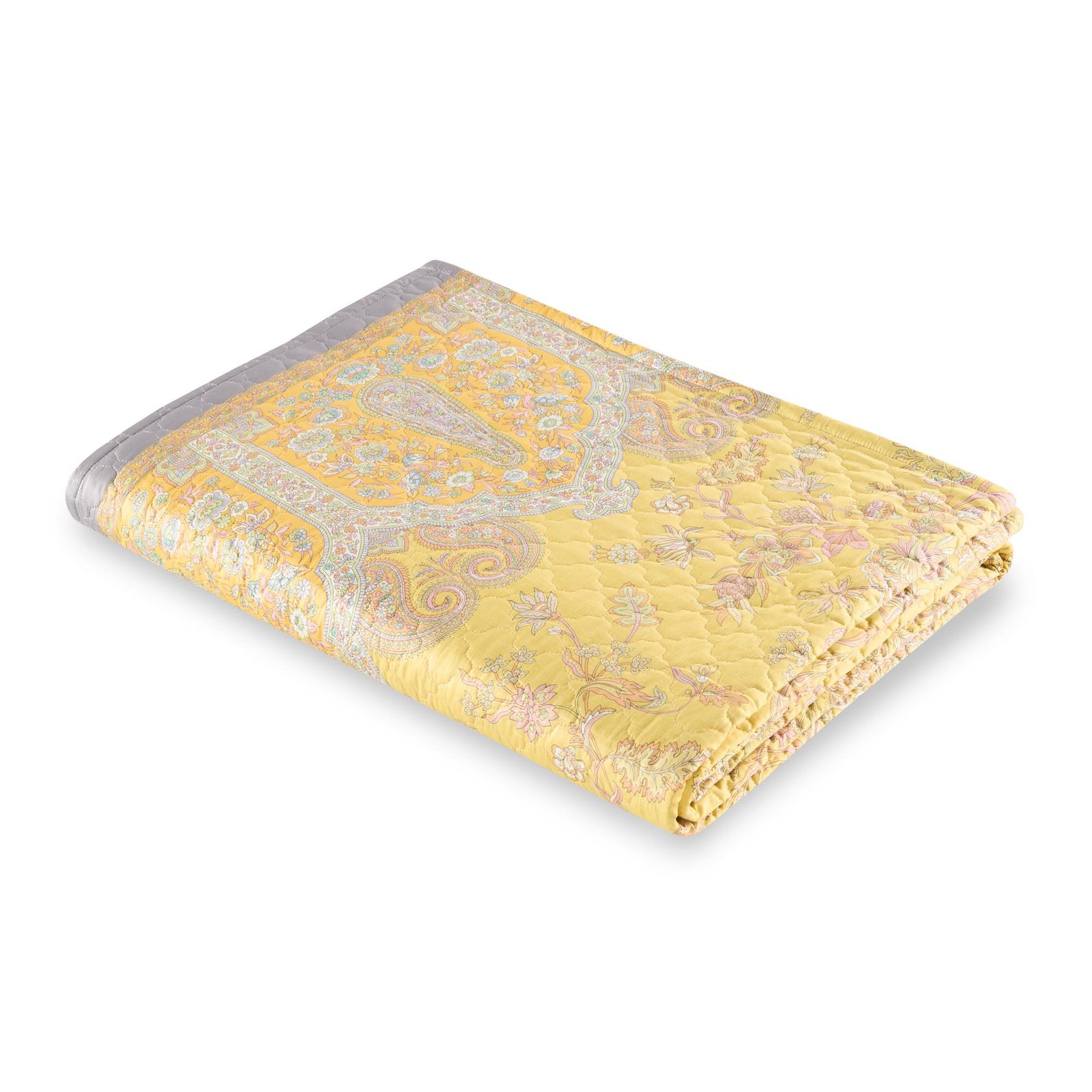 Bassetti Granfoulard Copriletto Trapuntato Matrimoniale Cotone 100% cm 265x255 Art. Indian Roses Limone - immagine 3