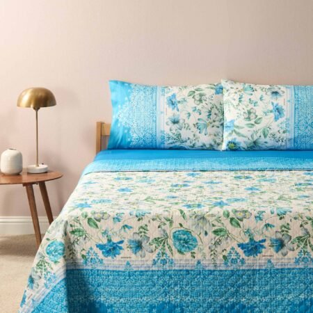 Bassetti Granfoulard Copriletto Trapuntato Matrimoniale Cotone 100% cm 265x255 Art. Casablanca Celeste