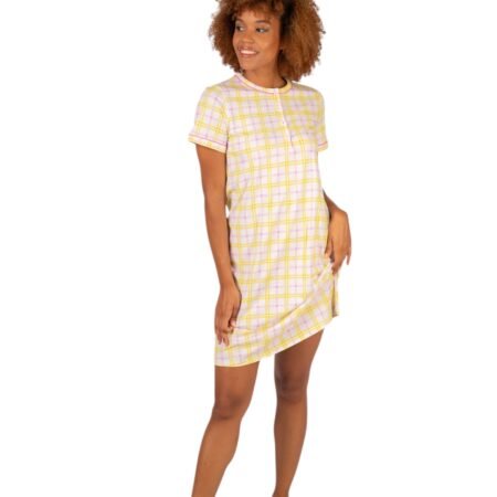 Brilliamo Camicia Da Notte Donna Estiva in Puro Cotone Art. BR475244 Fantasia Quadri