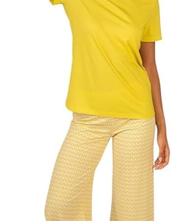 Brilliamo Linclalor Pigiama Donna Estivo in 100% Cotone Serie BR475295 Colore Giallo