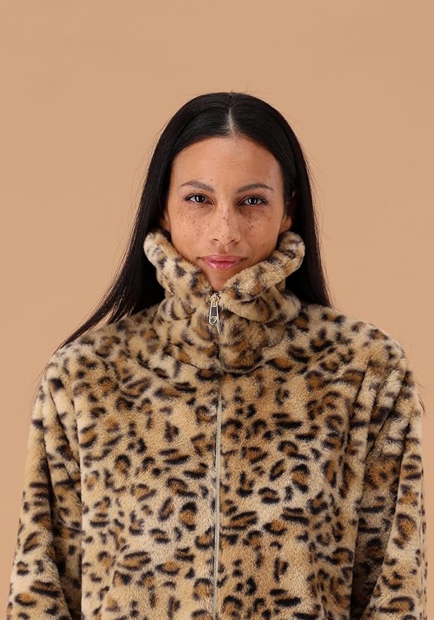 MaryHome Vestaglia Donna Maculata Leopardata In Pelliccia Sintetica Super Morbida - immagine 2