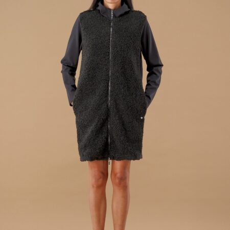 maryplaid Vestaglia Donna Invernale Manica Lunga Cappuccio, Tasche e Davanti in Pile Bouclé – Tessuto Tecnico