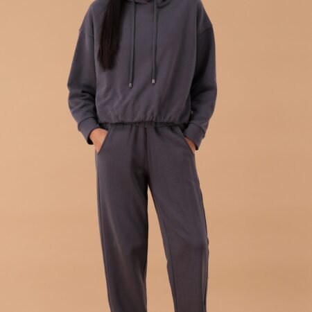 MaryPlaid - Tuta Donna in Tessuto Tecnico - Con Cappuccio, Molla e Spalla Scesa – Made in Italy - Art. 6H45067 Grigio Antracite