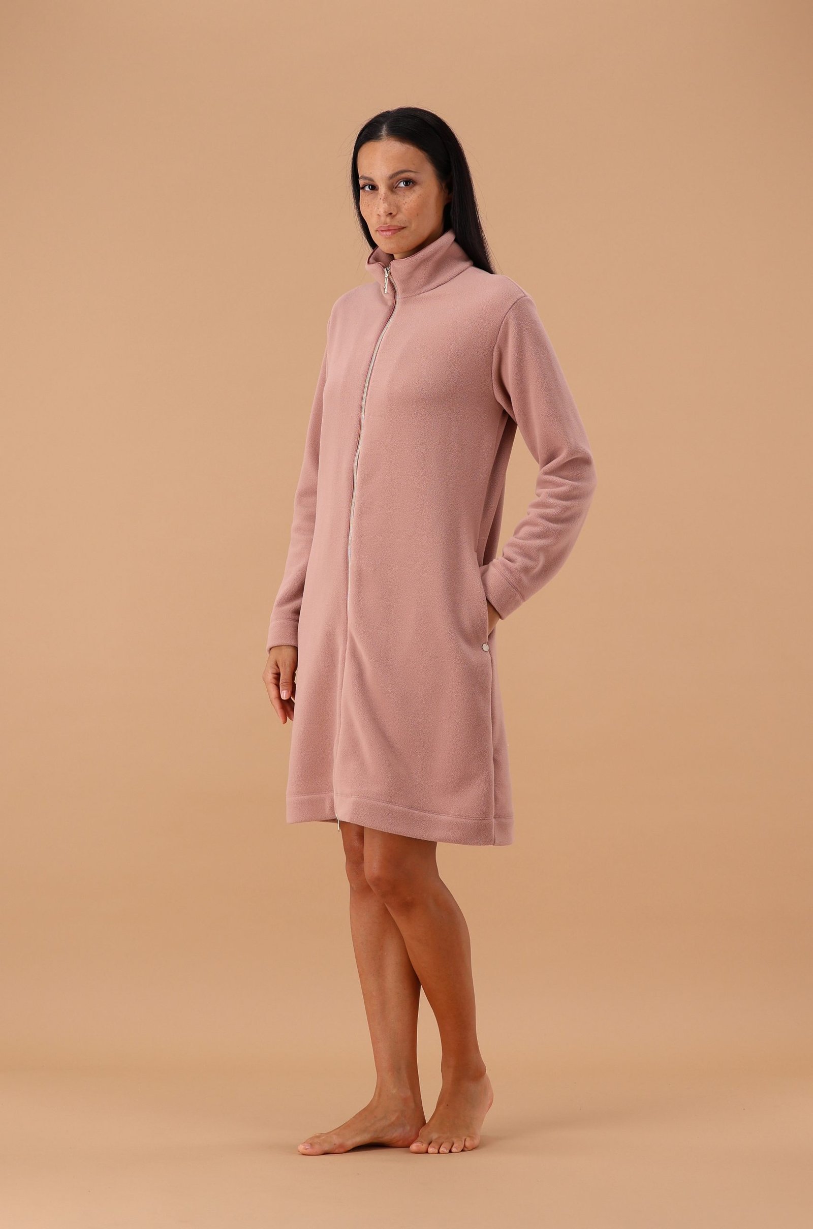 MaryPlaid - Vestaglia Donna in Pile Rosa Zip Frontale – Art. 6V84212