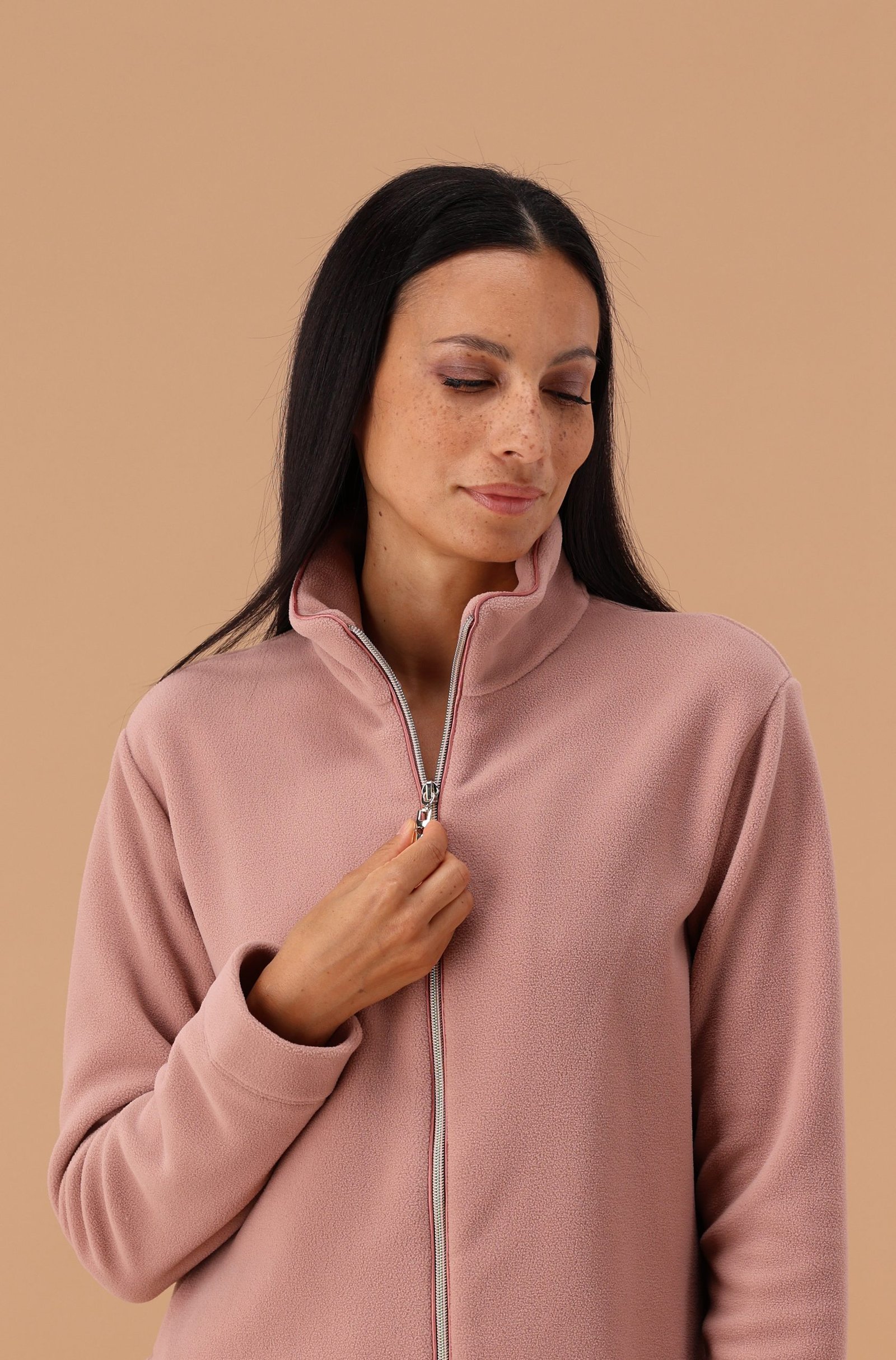 MaryPlaid - Vestaglia Donna in Pile Rosa Zip Frontale – Art. 6V84212 - immagine 2