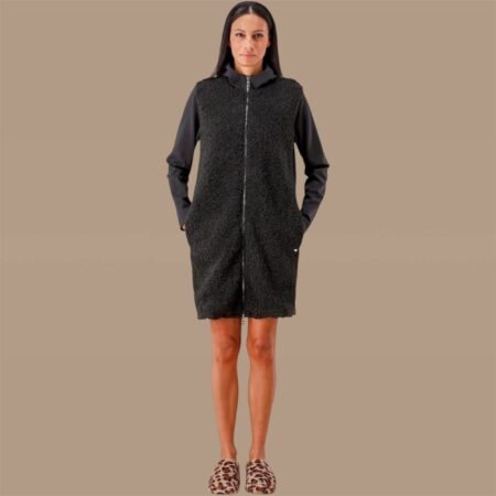maryplaid Vestaglia Donna Invernale Manica Lunga Cappuccio, Tasche e Davanti in Pile Bouclé – Tessuto Tecnico