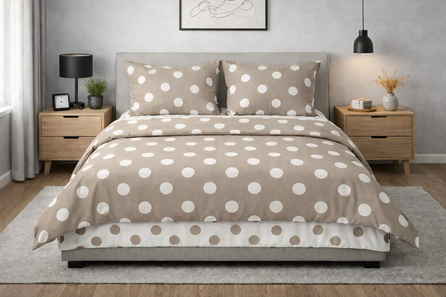 COGAL - Completo Lenzuola Copriletto Matrimoniale 100% cotone Beige