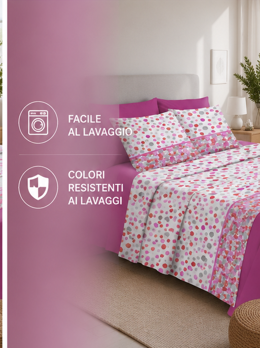 Zambaiti Completo Lenzuola Singolo 100% Cotone Made in Italy Art. Switch POIS FUCSIA - immagine 4