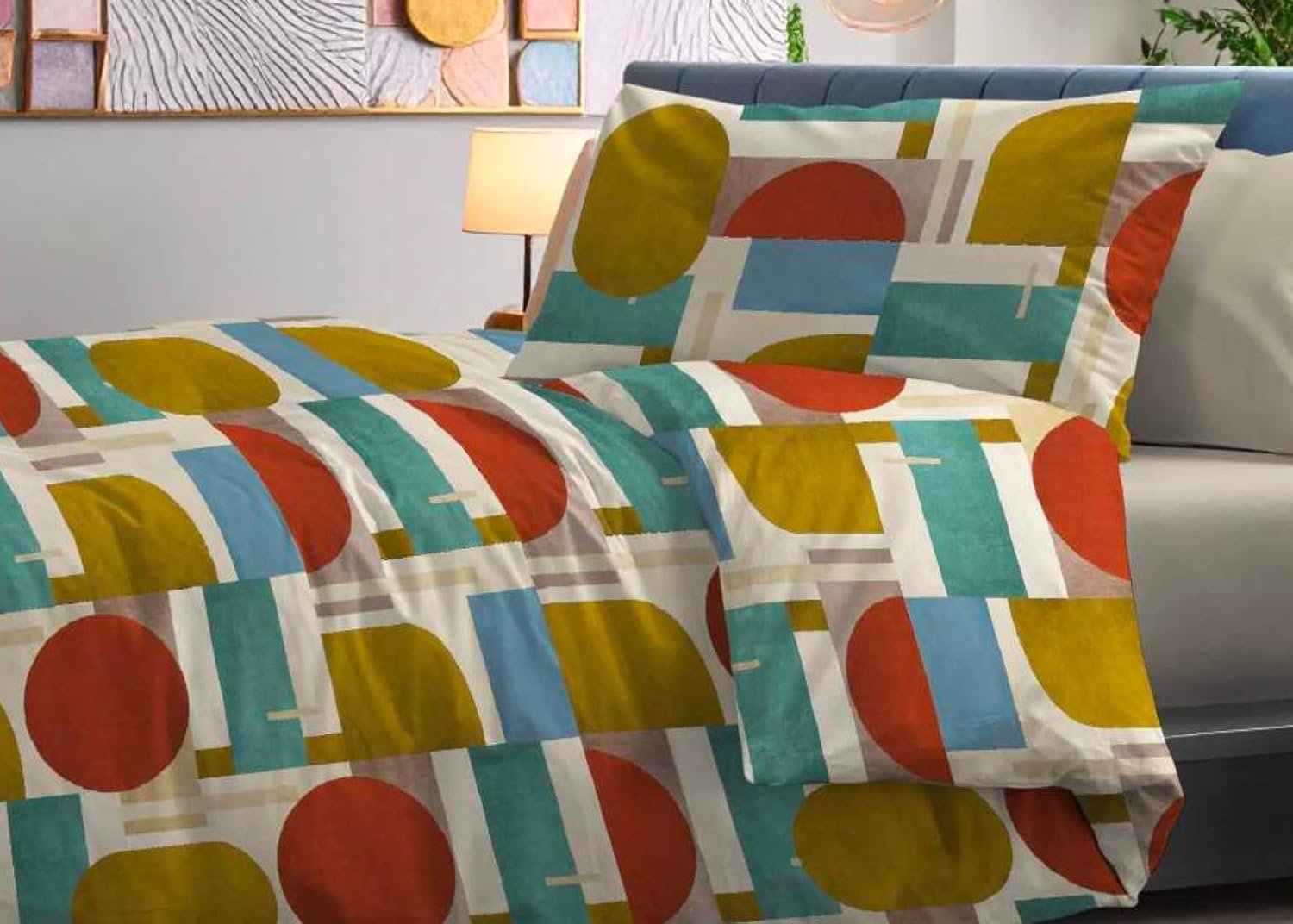 Zambaiti Completo Lenzuola Singolo 100% Cotone Made in Italy Art. GEOMETRIA