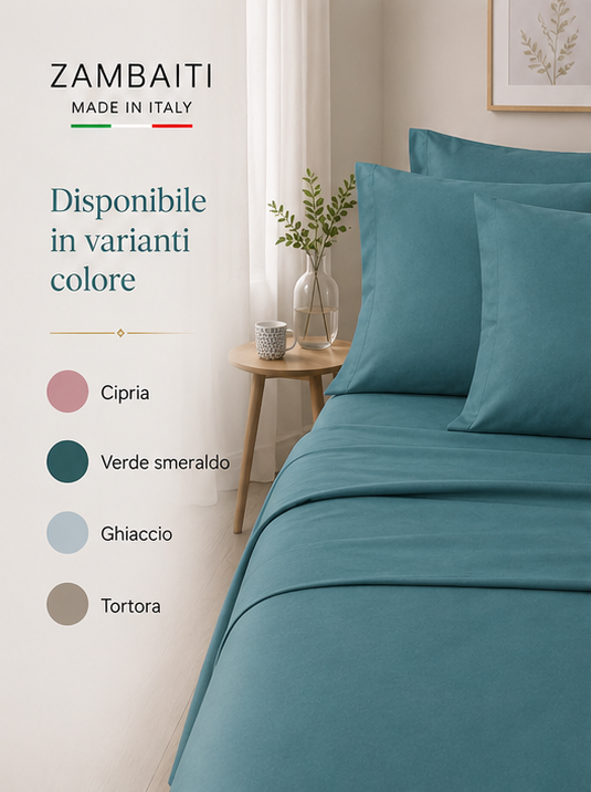 Zambaiti Completo Lenzuola Letto Piazza e Mezza alla Francese 100% Cotone - immagine 4