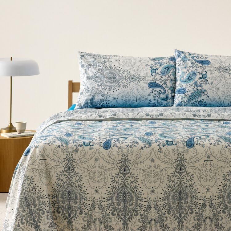 Bassetti Granfoulard Completo Copripiumino Matrimoniale In Raso di Cotone Art. MONNALISA BLU
