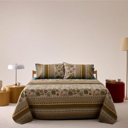 Bassetti Granfoulard Completo Letto Matrimoniale Lenzuola Raso di Puro Cotone Lenzuolo Sopra + Sotto con Angoli Maxi + 2 Federe (VARIGOTTI BAMBOO)