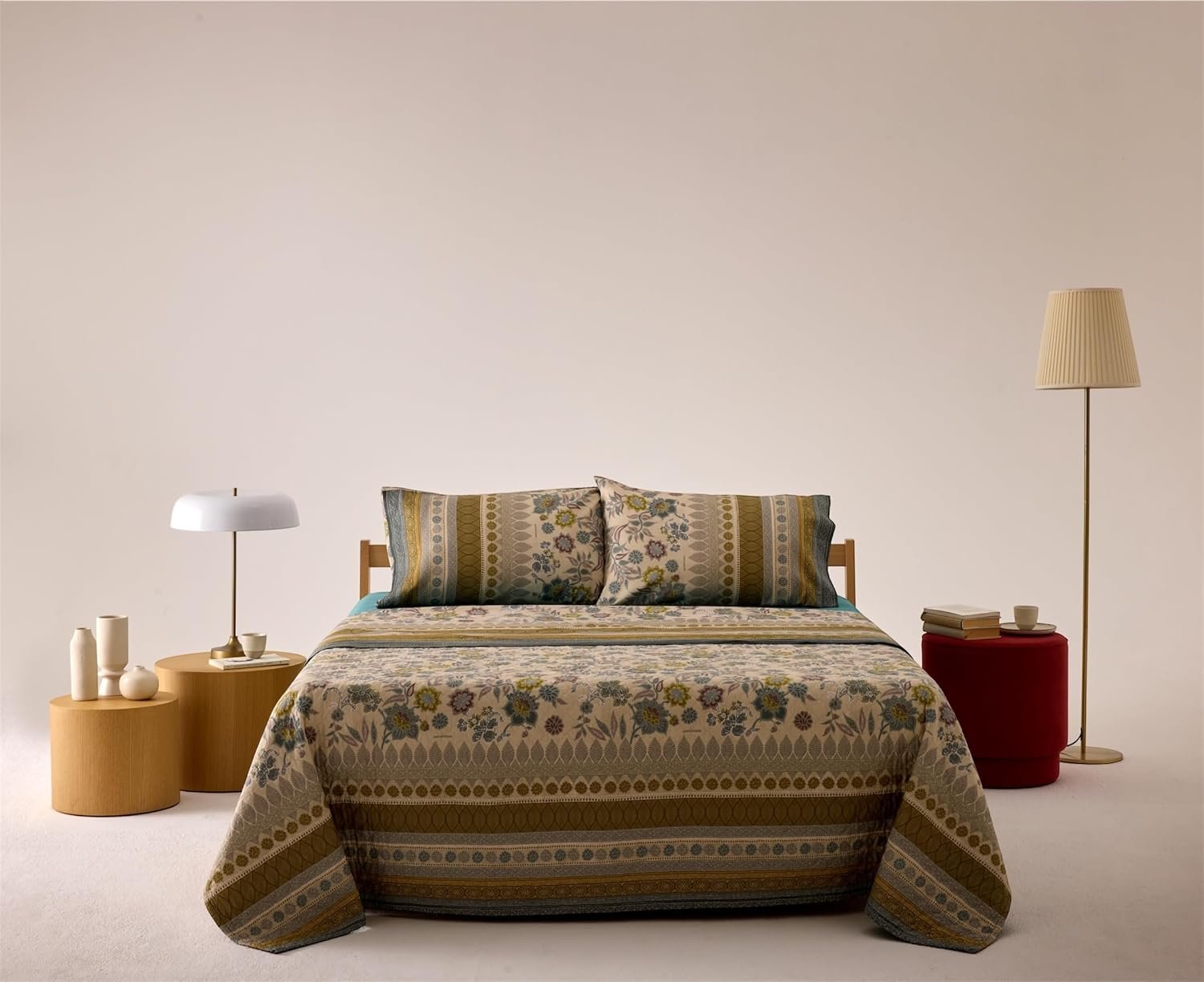 Bassetti Granfoulard Completo Letto Matrimoniale Lenzuola Raso di Puro Cotone Lenzuolo Sopra + Sotto con Angoli Maxi + 2 Federe (VARIGOTTI BAMBOO)