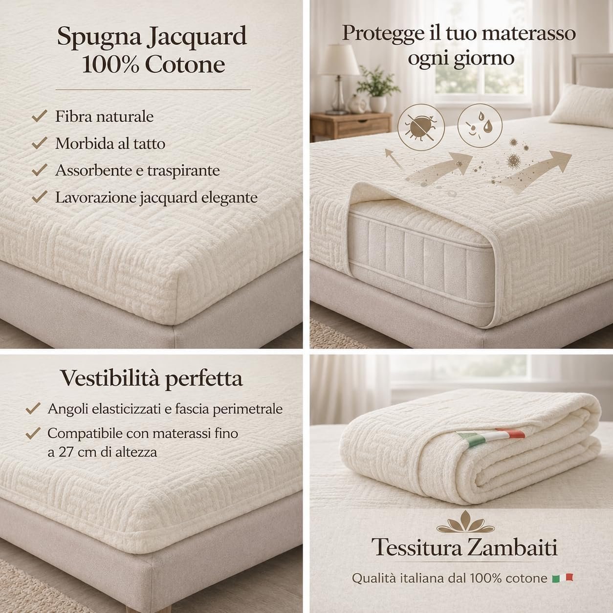 ZAMBAITI Coprimaterasso Elasticizzato In Spugna Jacquard Con Angoli Art. Speedy - immagine 2