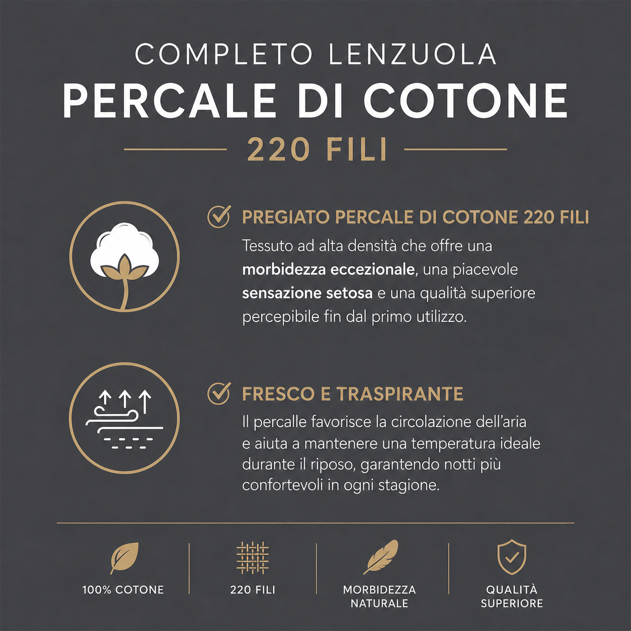 Zambaiti Completo Lenzuola Matrimoniale in Percalle di Puro Cotone 220 Fili - immagine 10