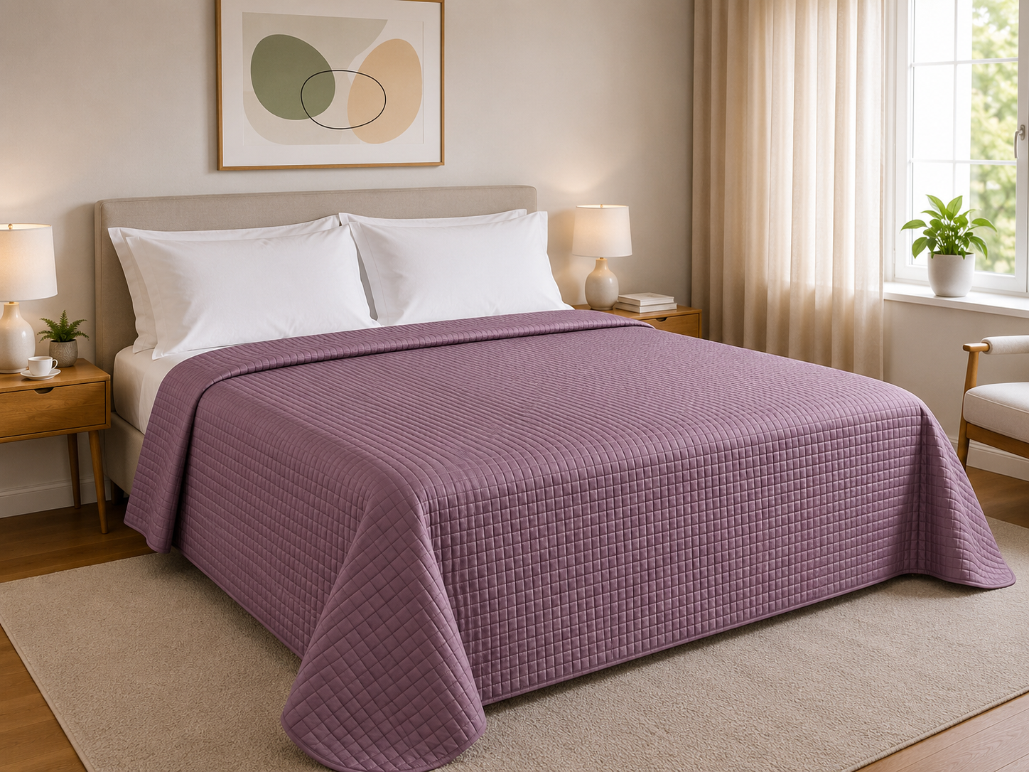 Zambaiti Trapuntino Matrimoniale in Raso di Cotone 260x260 cm – Copriletto Trapuntato