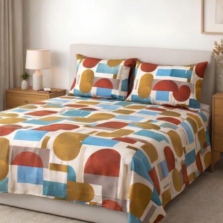 Zambaiti Completo Lenzuola Matrimoniali 100% Cotone Made in Italy Art. GEOMETRIA
