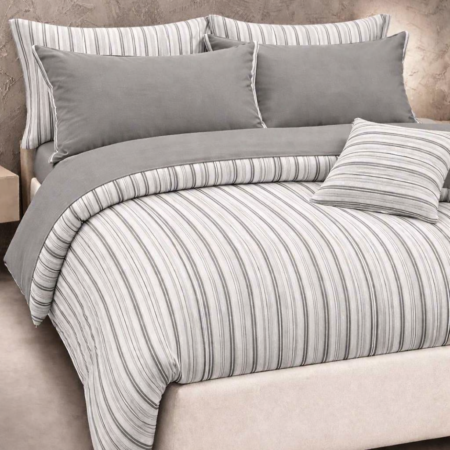 COGAL Completo Lenzuola Piazza e Mezza – Lenzuolo Sopra Maxi 200x290 cm, Sotto con Angoli 120x200x25 cm, 1 Federa Double-Face 50x80 RIGHE LARGHE
