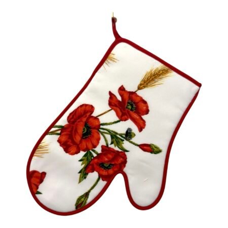 BOTTARO - Guanto da Forno 29x20 cm in Panama di Puro Cotone - PAPAVERI