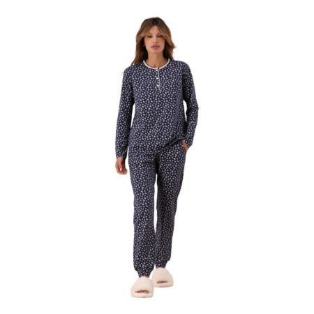 Pigiama Donna Invernale in Caldo Cotone – Completo Donna Manica Lunga e Pantalone Lungo – Morbido, Caldo e Confortevole – Pigiama da Notte e Casa Art. 6P86018