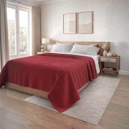 Zambaiti - Copriletto leggero matrimoniale 2 piazze 260x280 cm – Tessuto Jacquard tinto filo disegno spigato – Elegante, resistente, Made in Italy