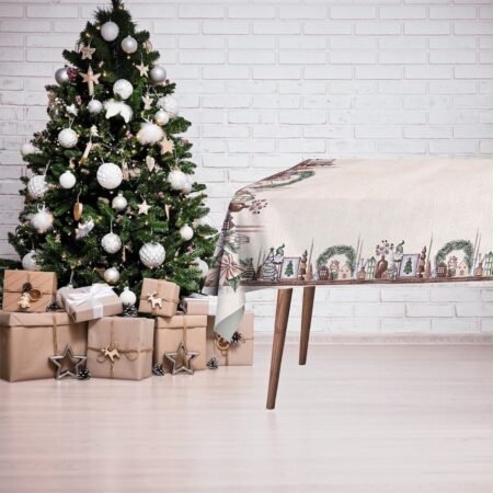 Zambaiti - Tovaglia Natalizia Gobelin 140x240 cm per 12 Persone – Elegante, Resistente, Made in Italy 7849