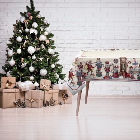 Zambaiti - Tovaglia Natalizia Gobelin 140x240 cm per 12 Persone – Elegante, Resistente, Made in Italy 7822