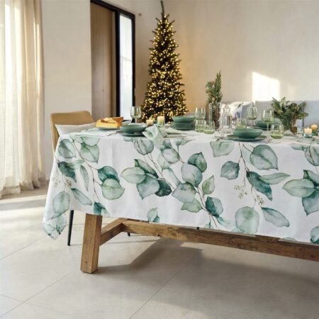 Maison Sucrée Tovaglia Natalizia in Tessuto Korin Antimacchia Idrorepellente No Stiro, Elegante, Art. Giardino silente