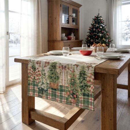 Maison Sucrée Tovaglia Natalizia in Tessuto Korin Antimacchia Idrorepellente No Stiro, Elegante, Art. Natale In Salotto